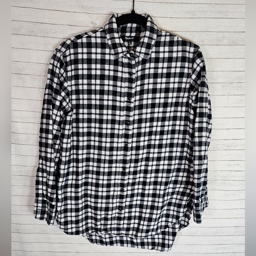 MADEWELL BUFFALO PLAID BUTTON DOWN FLANNEL SHIRT, SZ XS